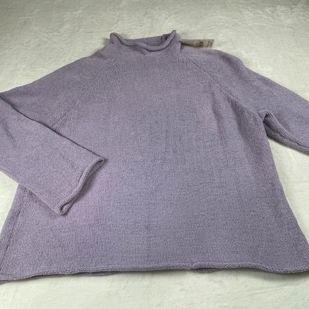 J. Jill Womens 2X Hyacinth Purple Mock Neck Chenille Sweater 54-3914W NEW